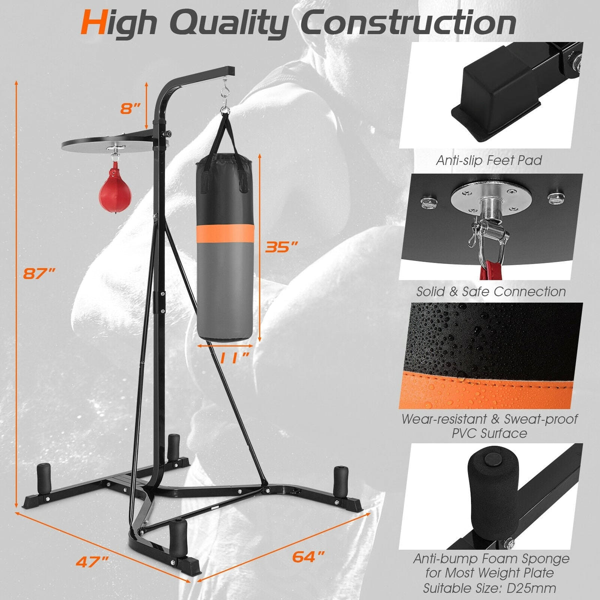 Heavy Duty Boxing Punching Stand With Heavy Bag-Boxing & Martial Arts-DECOROLALA