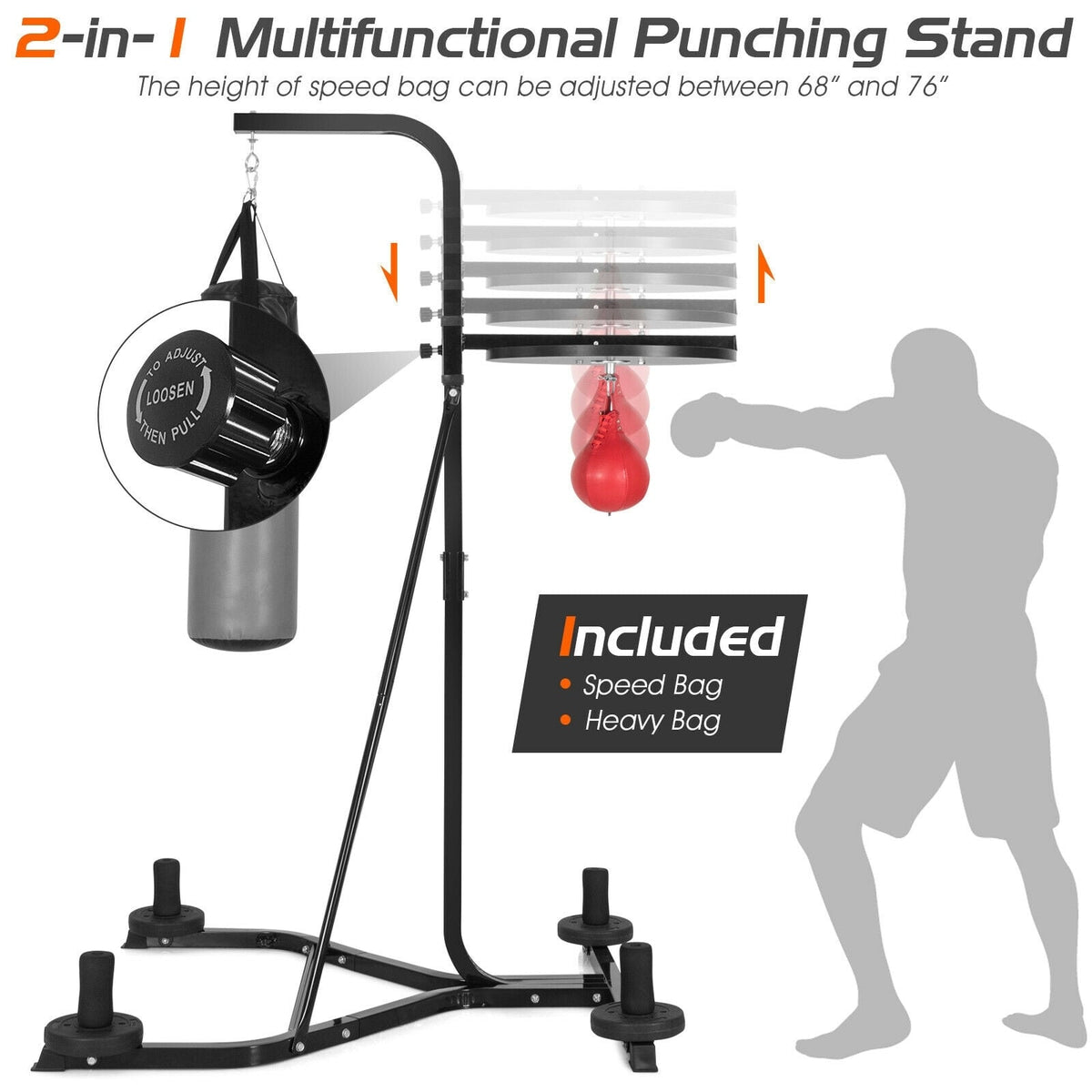 Heavy Duty Boxing Punching Stand With Heavy Bag-Boxing & Martial Arts-DECOROLALA