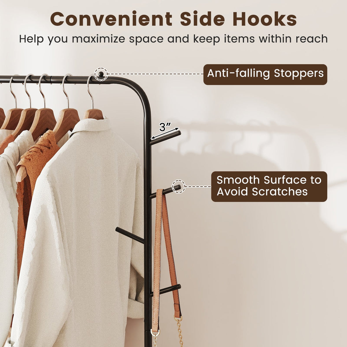 Heavy Duty Clothes Rack 50-Inch Wide Metal Garment Wardrobe Rack-Black-Clothing & Closet Storage-DECOROLALA