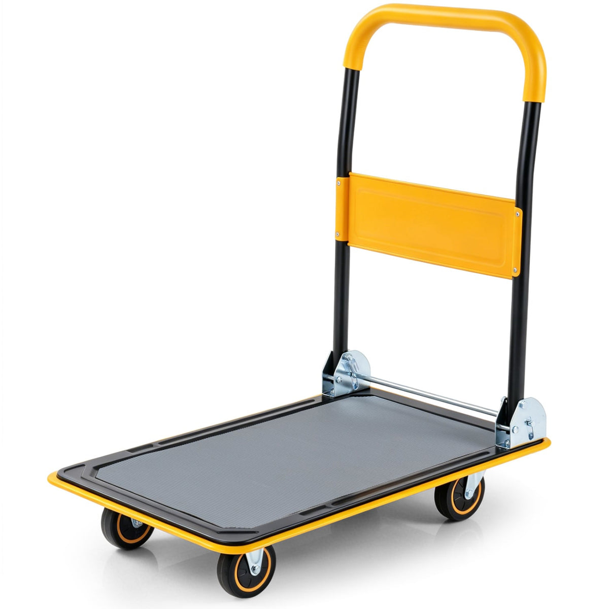 Heavy Duty Foldable Push Cart Dolly with 560 lbs Weight Capacity-Yellow-Garages-DECOROLALA