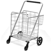 Heavy Duty Folding Utility Shopping Double Cart-Silver-Kitchen Tools-DECOROLALA