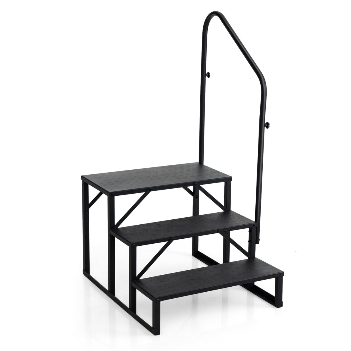 Heavy Duty Hot Tub Stair with Wide Anti-Slip Platforms for Porch and Mobile Home-Black-Ladders-DECOROLALA