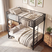 Heavy Duty Metal Bunk Bed Frame with Headboard and Footboard-Rustic Brown-Bunk Bed Frame-DECOROLALA