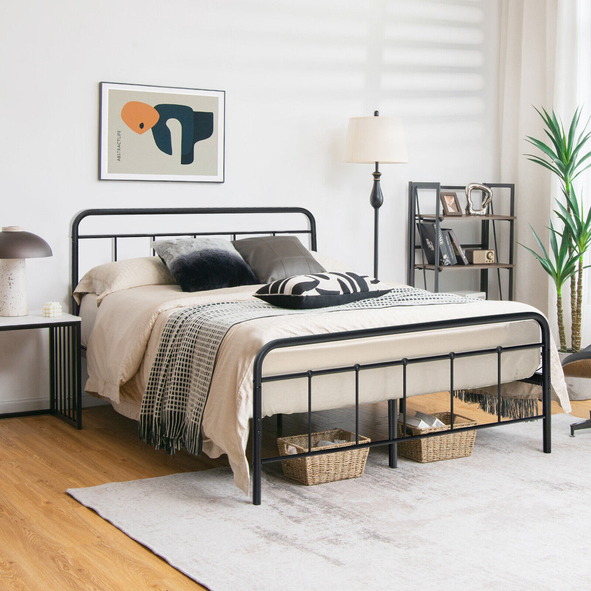Heavy Duty Metal Platform Bed Frame with Headboard-Full Size-Simple Bed Frame-DECOROLALA