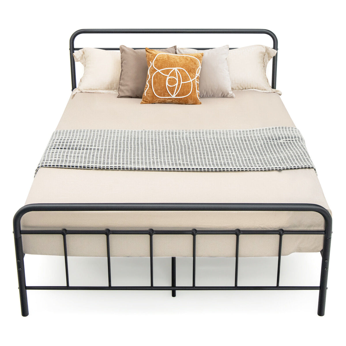 Heavy Duty Metal Platform Bed Frame with Headboard-Queen Size-Simple Bed Frame-DECOROLALA