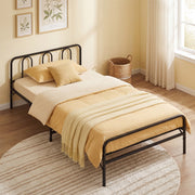 Heavy Duty Metal Twin Foldable Bed Frame with Headboard & Footboard-Black-Folding Beds-DECOROLALA