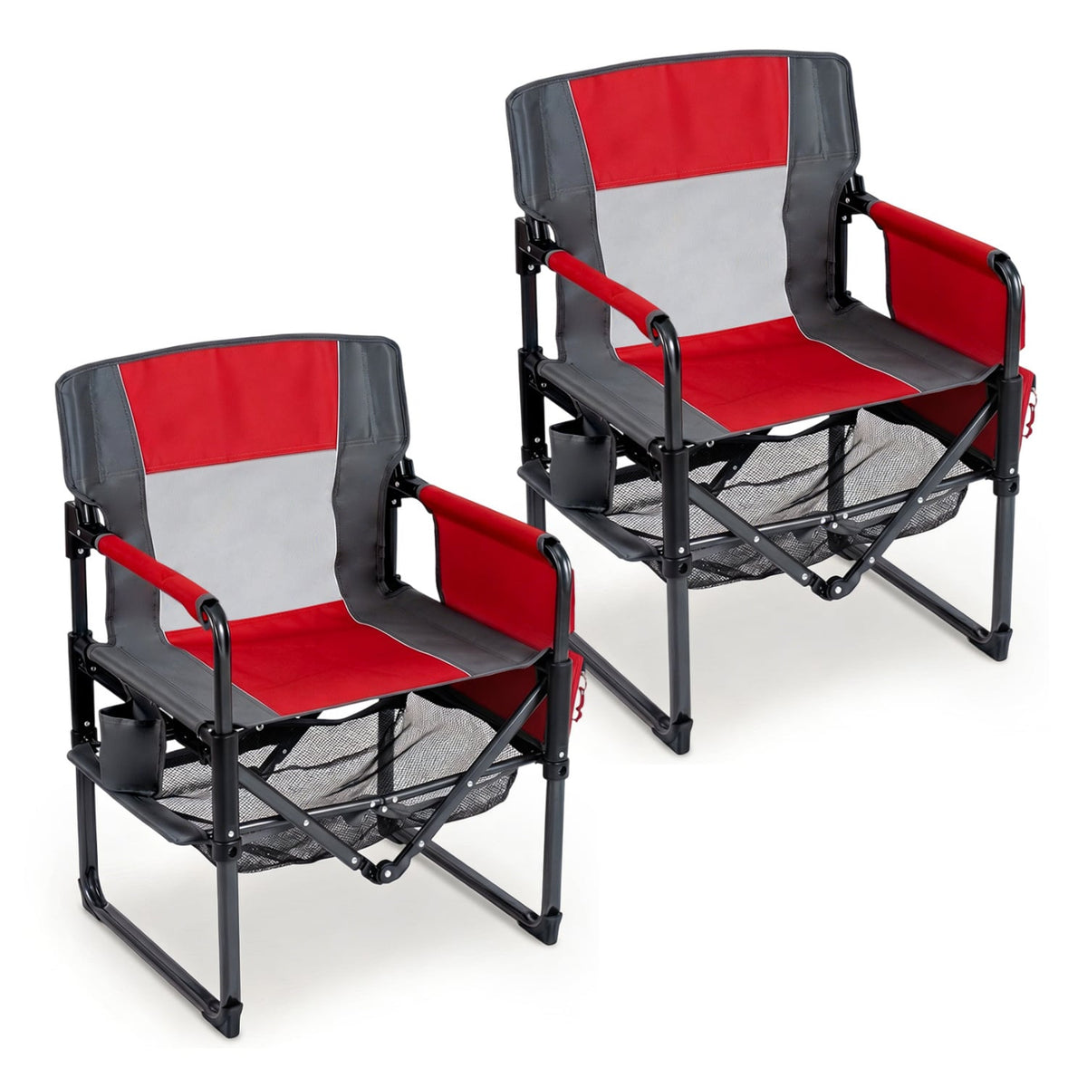 Heavy Duty Outdoor Camping Chair with Cup Holder and Bottle Opener-Red-Camping Furniture-DECOROLALA