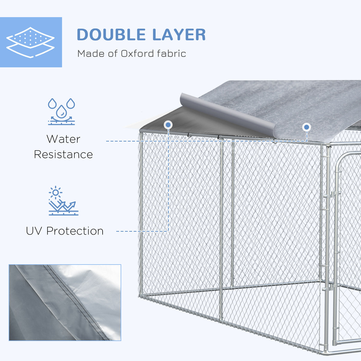 Heavy Duty Outdoor Dog Kennel - 13.1' x 7.5' x 7.5' Silver Steel-Dogs-DECOROLALA
