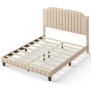 Heavy Duty Upholstered Bed Frame with Rivet Headboard-Queen Size-Simple Bed Frame-DECOROLALA