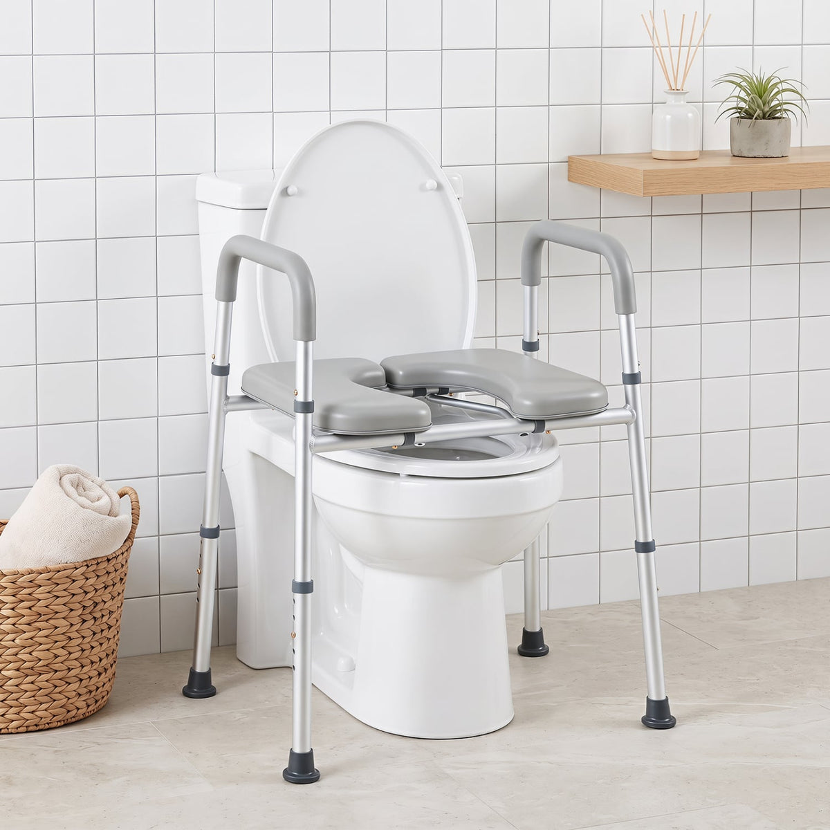 Heavy-duty 400 LBS Raised Toilet Seat with Non-slip Handles-Bath Safety Products-DECOROLALA