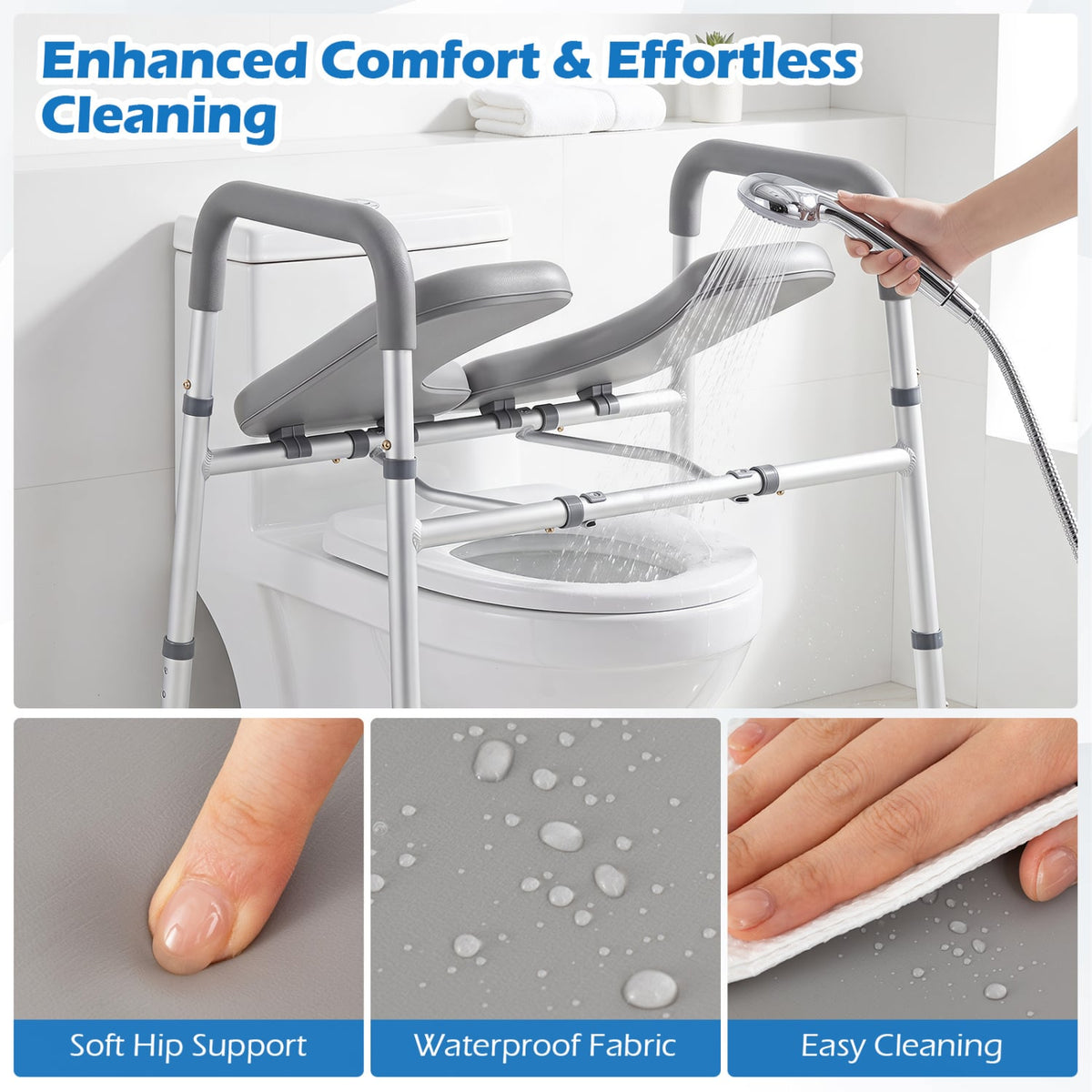 Heavy-duty 400 LBS Raised Toilet Seat with Non-slip Handles-Bath Safety Products-DECOROLALA