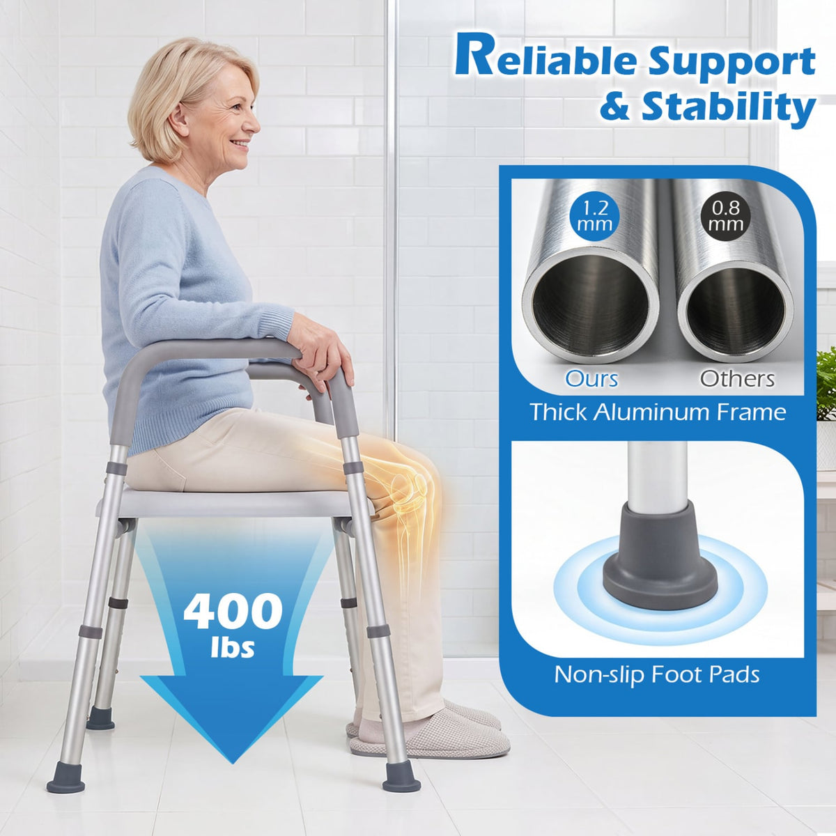 Heavy-duty 400 LBS Raised Toilet Seat with Non-slip Handles-Bath Safety Products-DECOROLALA
