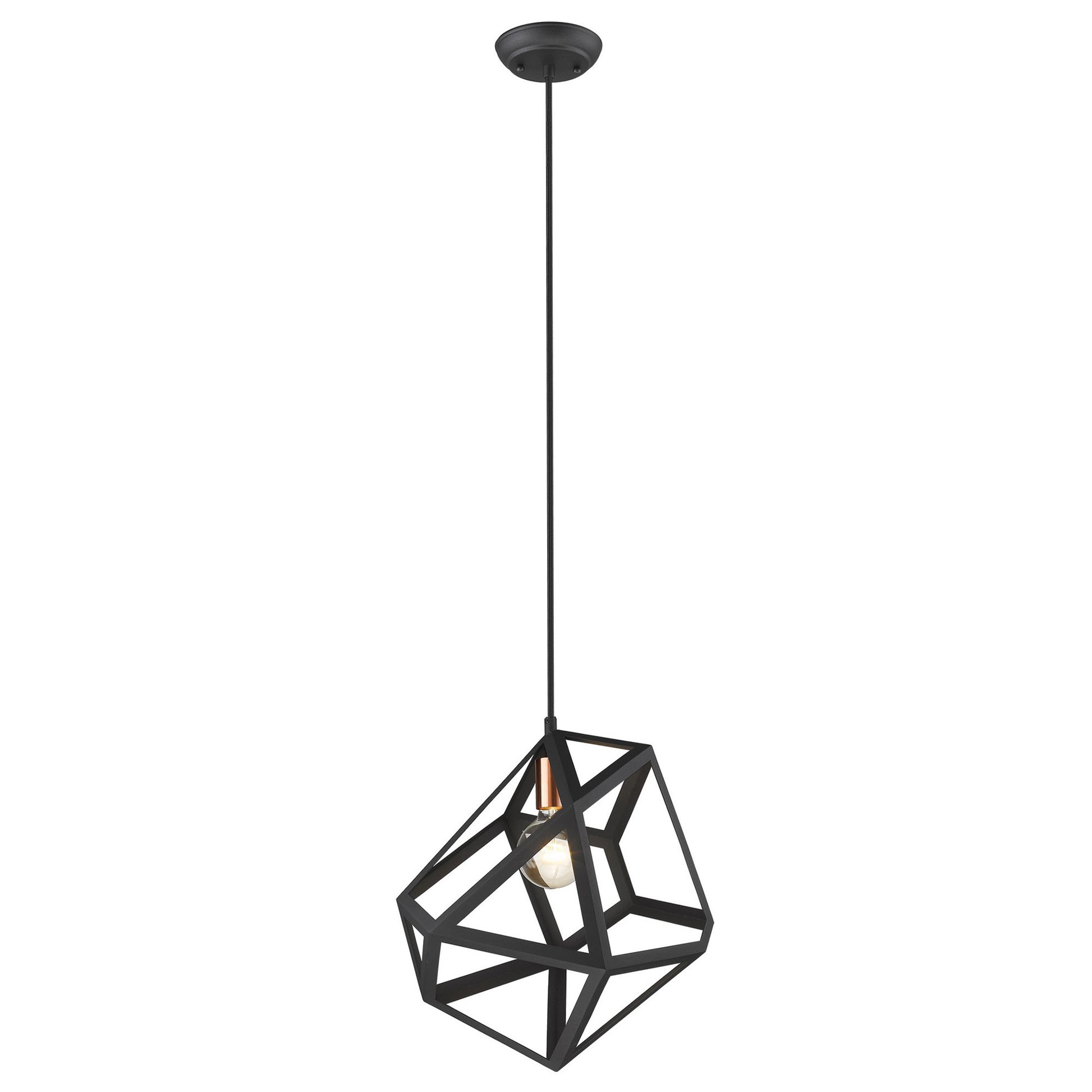 Hedron 1-Light Matte Black Pendant-Pendants-Hanging Lights-DECOROLALA