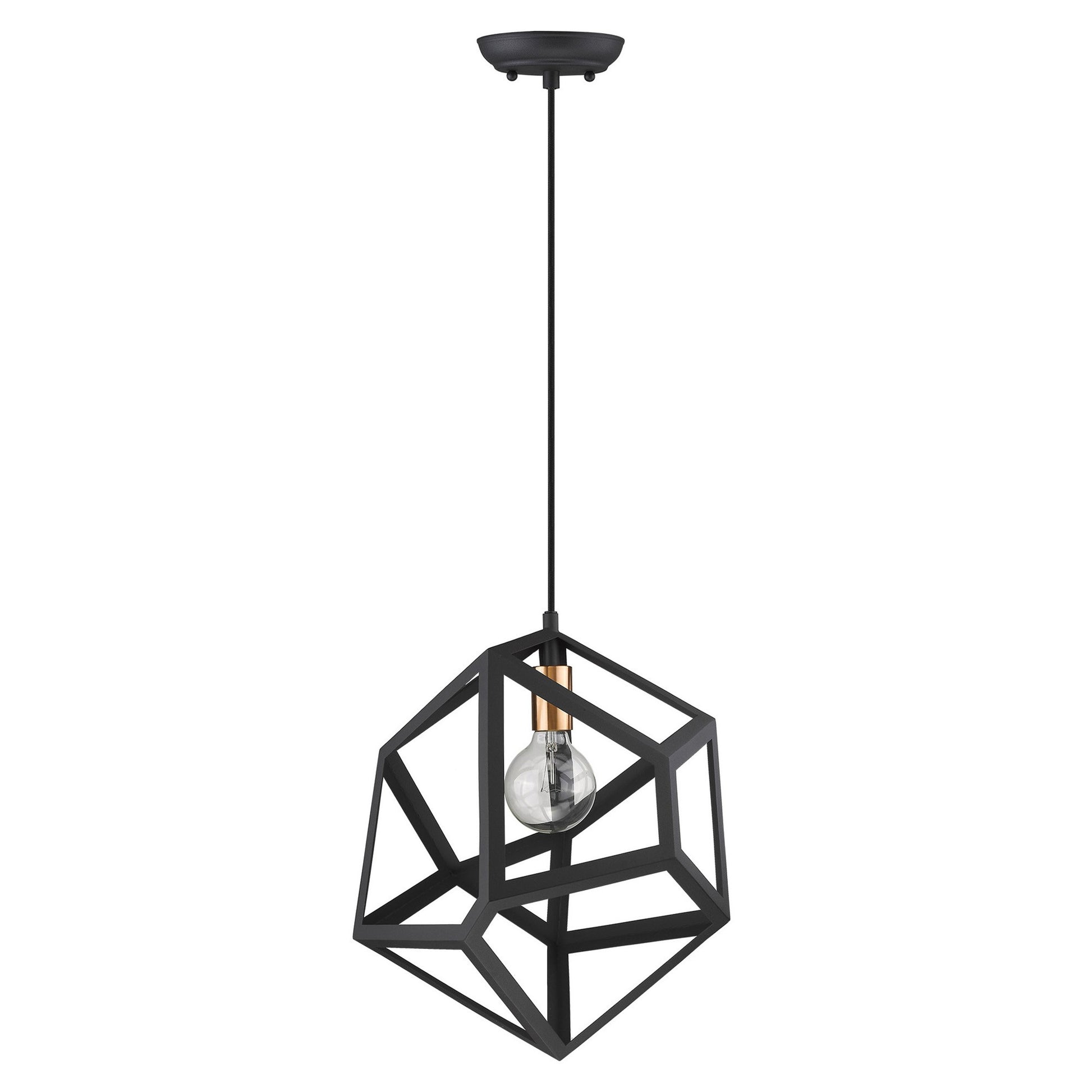 Hedron 1-Light Matte Black Pendant-Pendants-Hanging Lights-DECOROLALA
