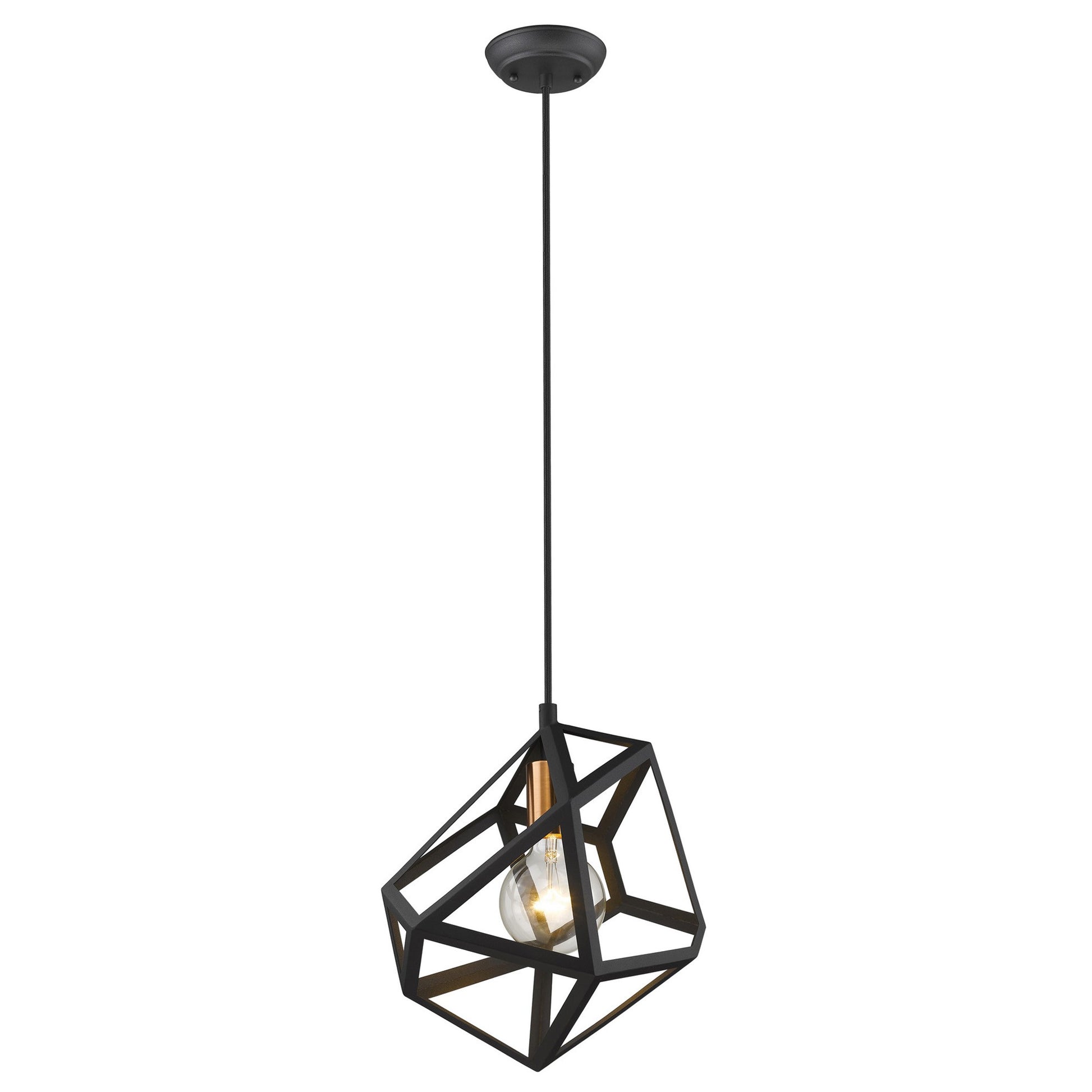 Hedron 1-Light Matte Black Pendant-Pendants-Hanging Lights-DECOROLALA