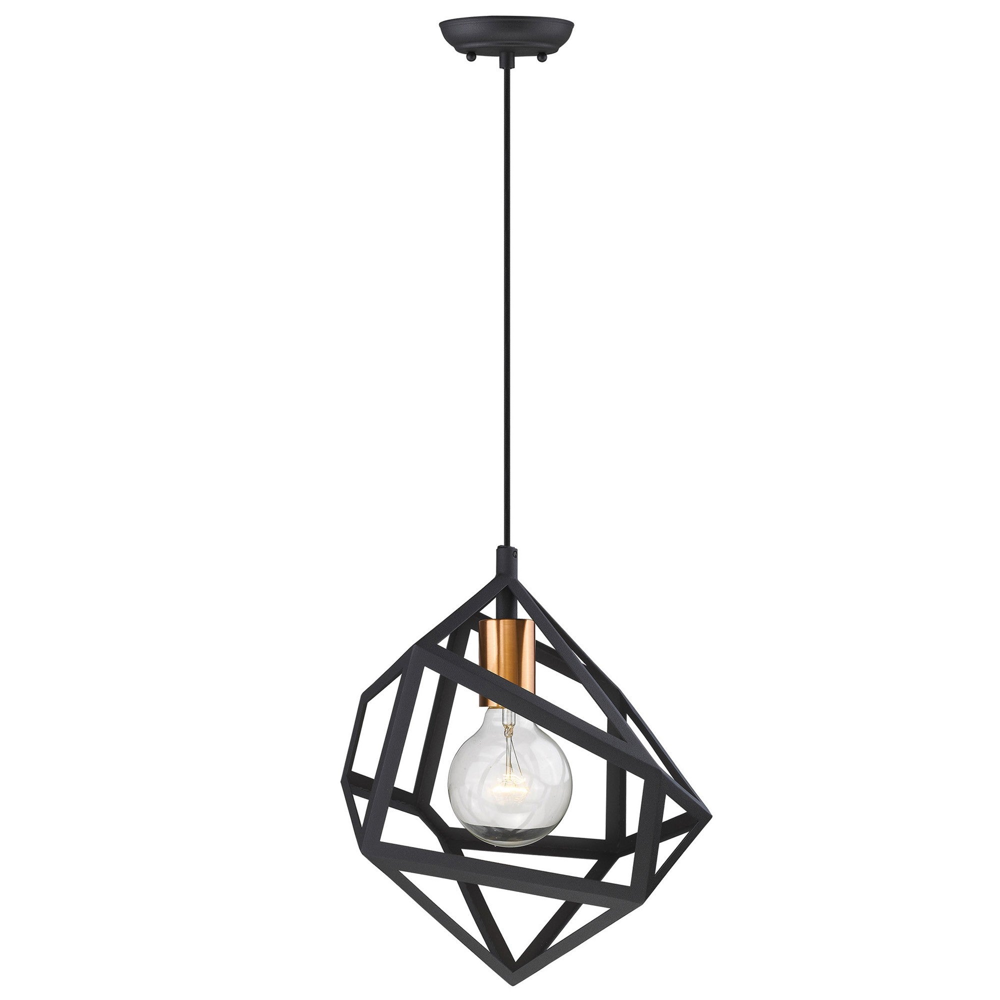 Hedron 1-Light Matte Black Pendant-Pendants-Hanging Lights-DECOROLALA