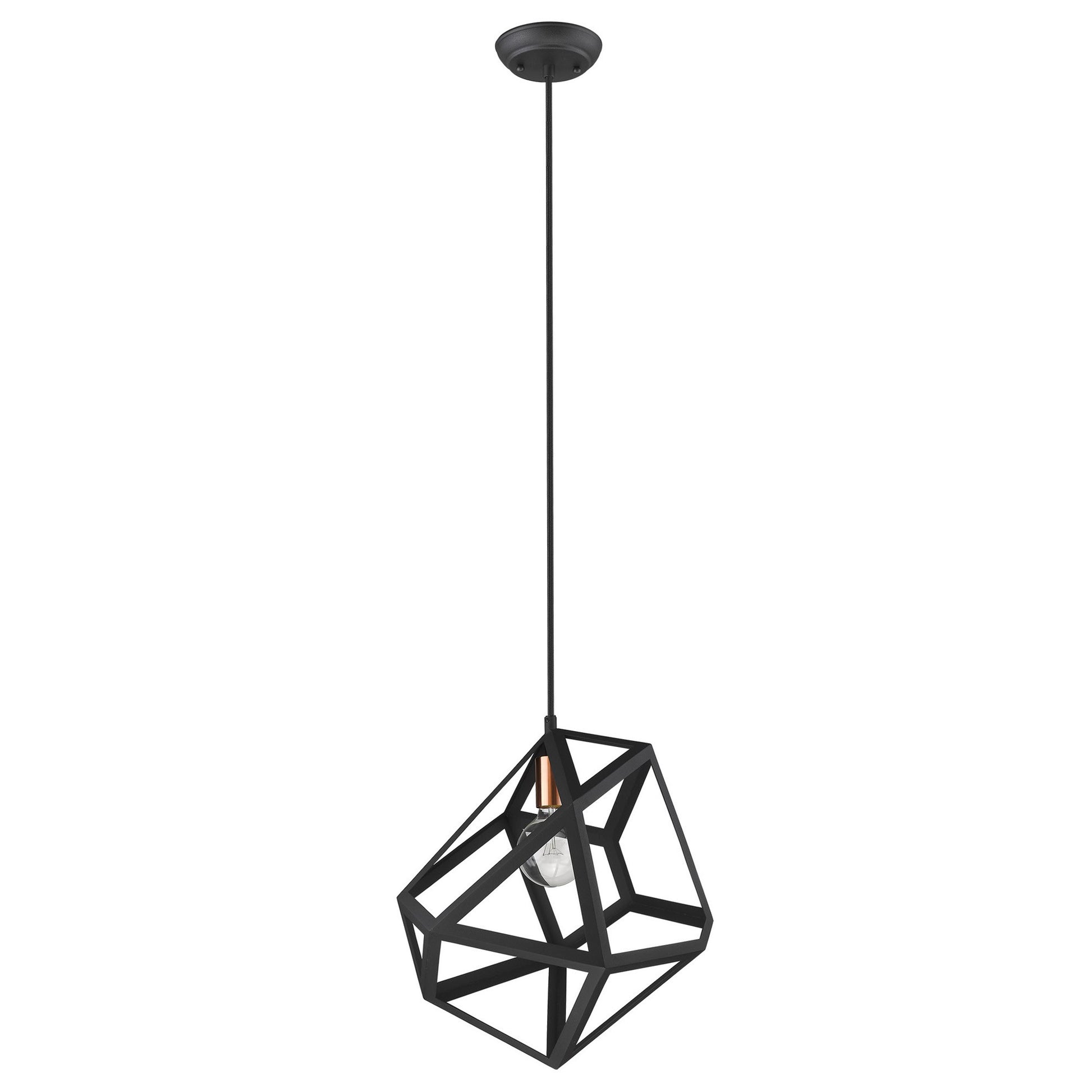 Hedron 1-Light Matte Black Pendant-Pendants-Hanging Lights-DECOROLALA