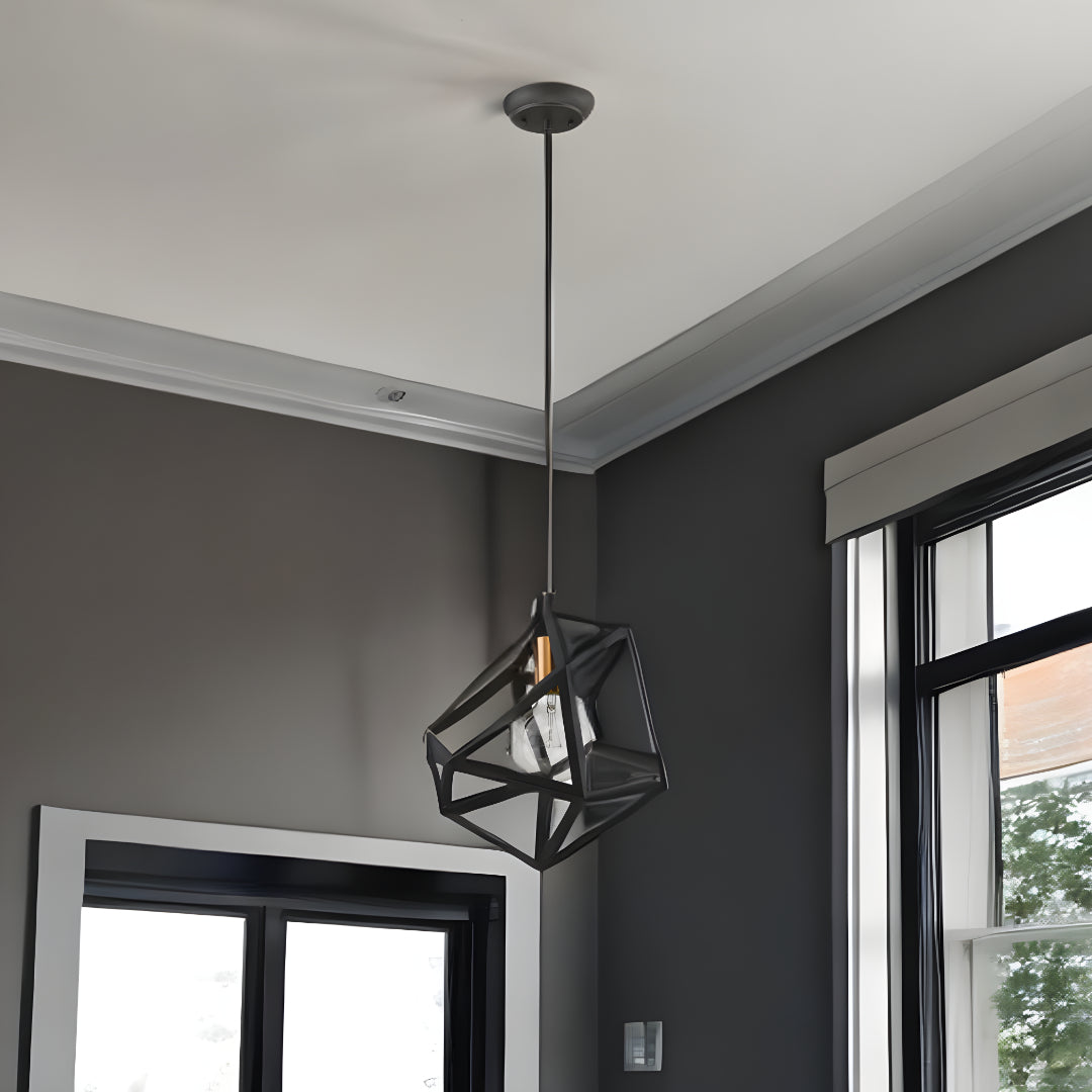 Hedron 1-Light Matte Black Pendant-Pendants-Hanging Lights-DECOROLALA