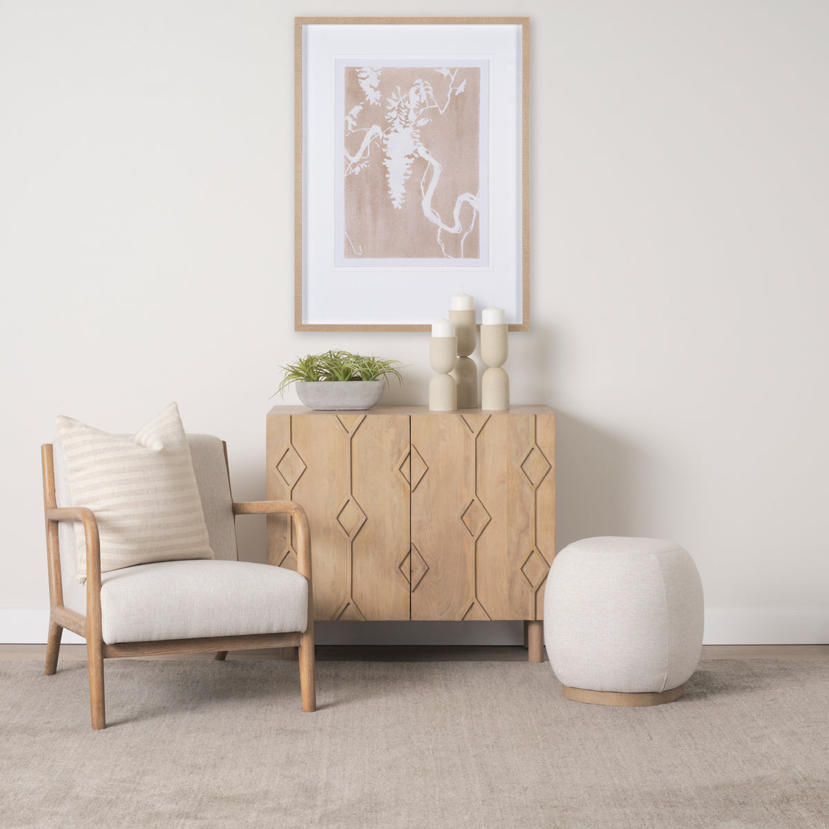 Heera Diamond Motif Accent Cabinet - Light Brown-Accent Cabinets & Chests-DECOROLALA
