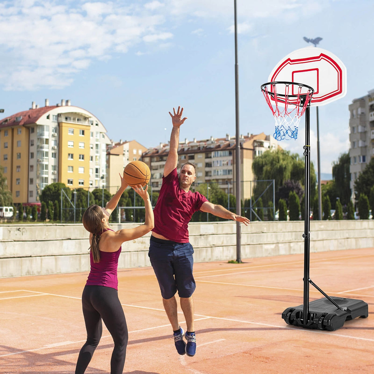 Height Adjustable Basketball Hoop with 2 Nets and Fillable Base-Sporting Goods-DECOROLALA