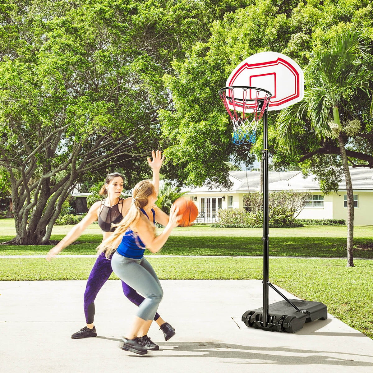 Height Adjustable Basketball Hoop with 2 Nets and Fillable Base-Sporting Goods-DECOROLALA