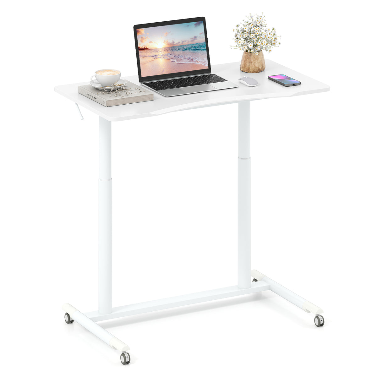 Height Adjustable Computer Desk Sit to Stand Rolling Table-Standing Desks-DECOROLALA