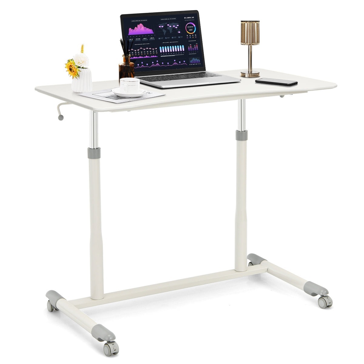 Height Adjustable Computer Desk Sit to Stand Rolling Table-Standing Desks-DECOROLALA