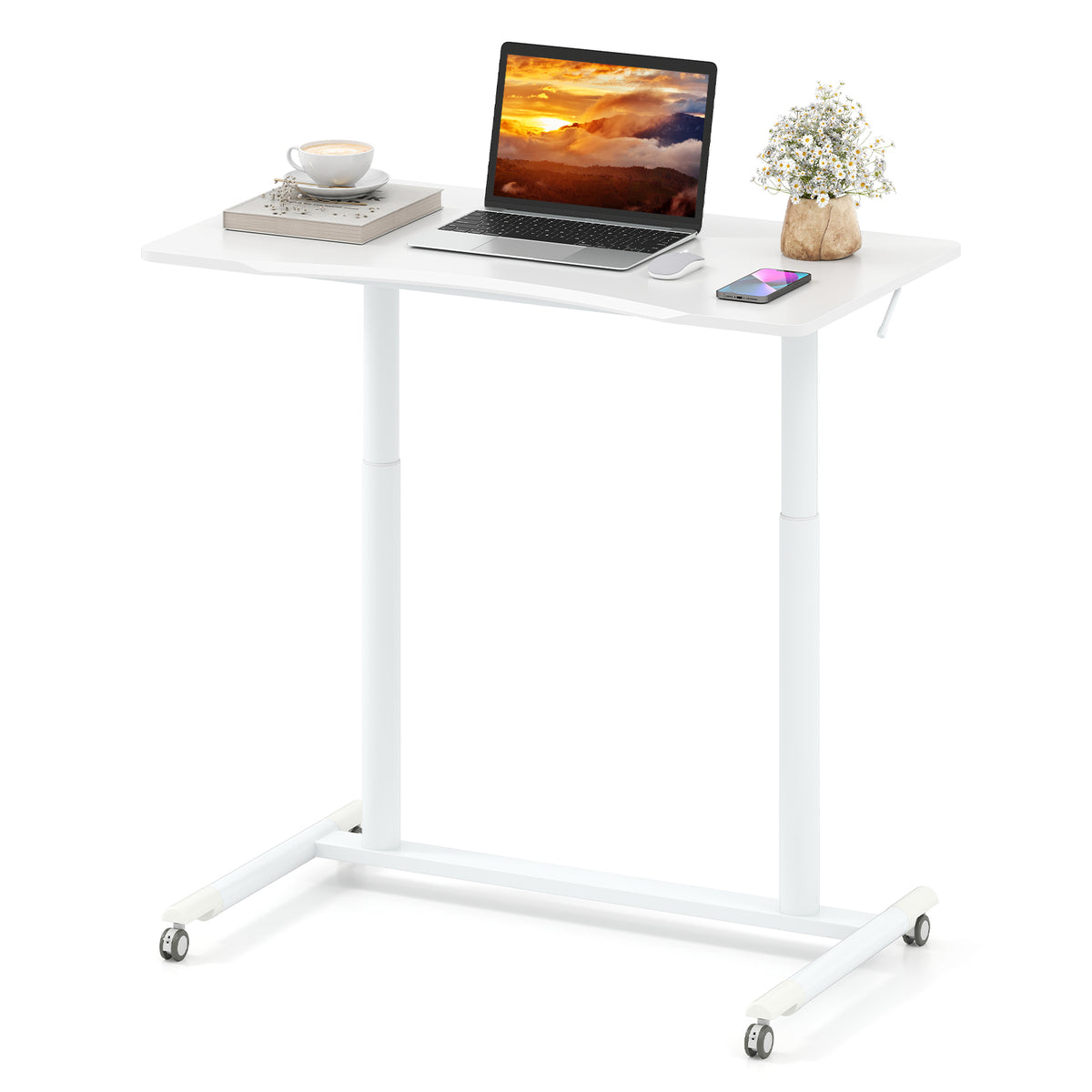 Height Adjustable Computer Desk Sit to Stand Rolling Table-Standing Desks-DECOROLALA