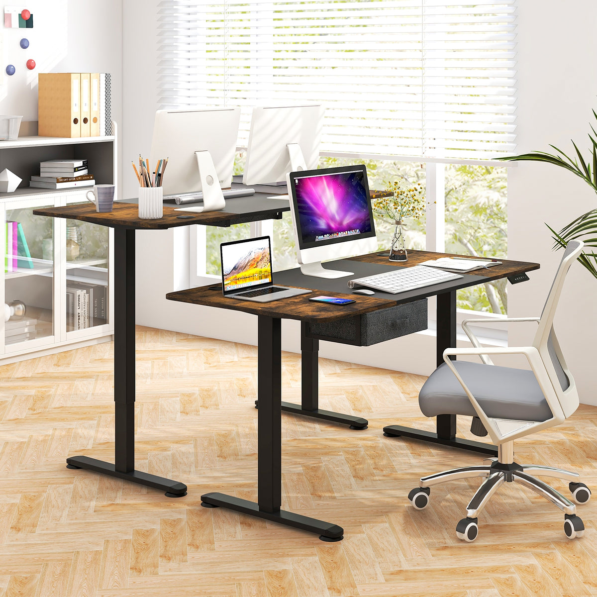 Height Adjustable Electric Standing Desk with USB Charging Port-Black-Standing Desks-DECOROLALA