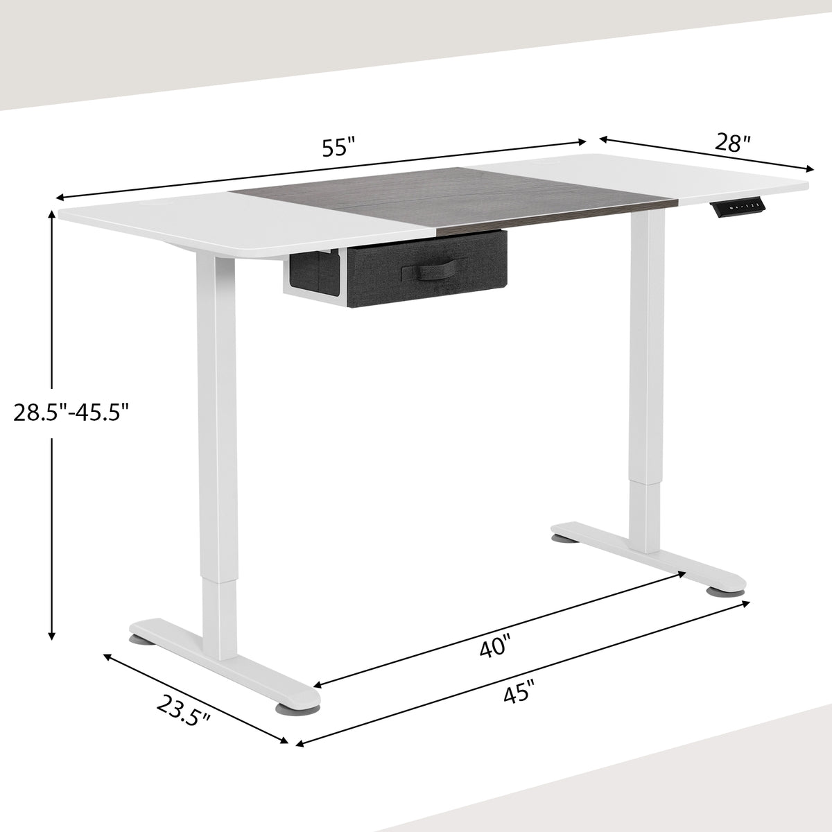 Height Adjustable Electric Standing Desk with USB Charging Port-Gray-Standing Desks-DECOROLALA