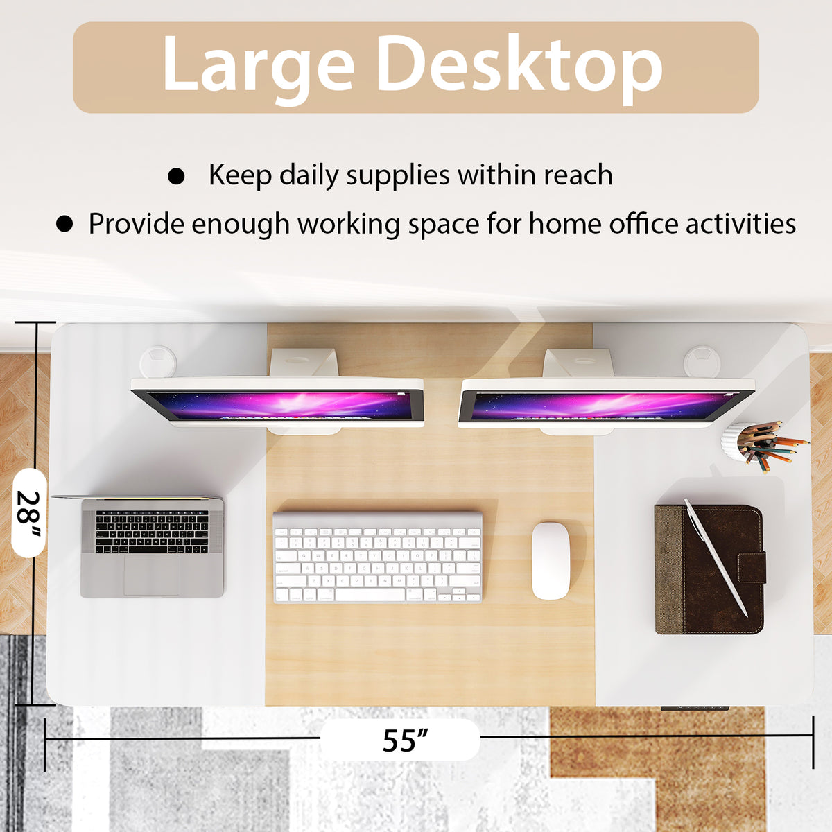 Height Adjustable Electric Standing Desk with USB Charging Port-Natural-Standing Desks-DECOROLALA