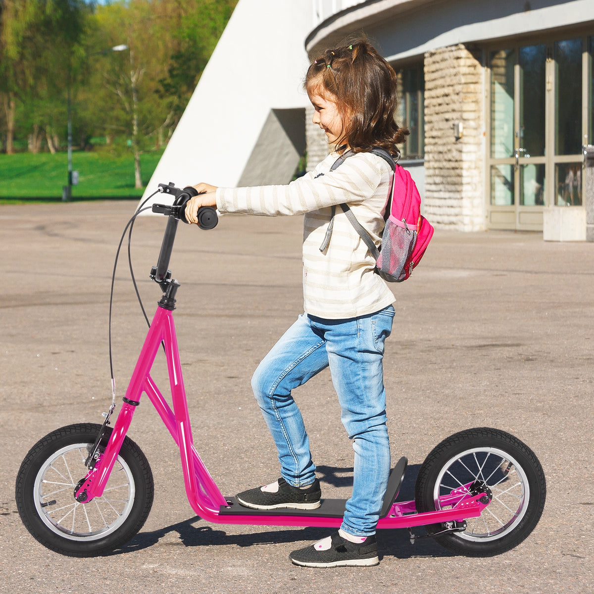 Height Adjustable Kid Kick Scooter with 12 Inch Air Filled Wheel