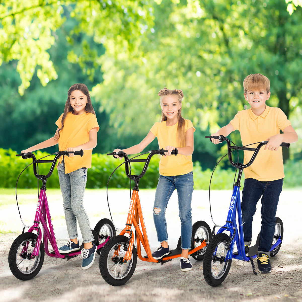 Height Adjustable Kid Kick Scooter with 12 Inch Air Filled Wheel