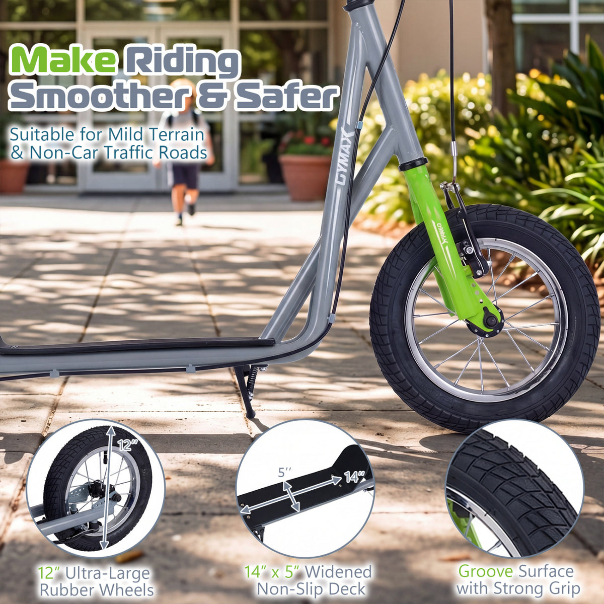 Height Adjustable Kid Kick Scooter with 12 Inch Air Filled Wheel