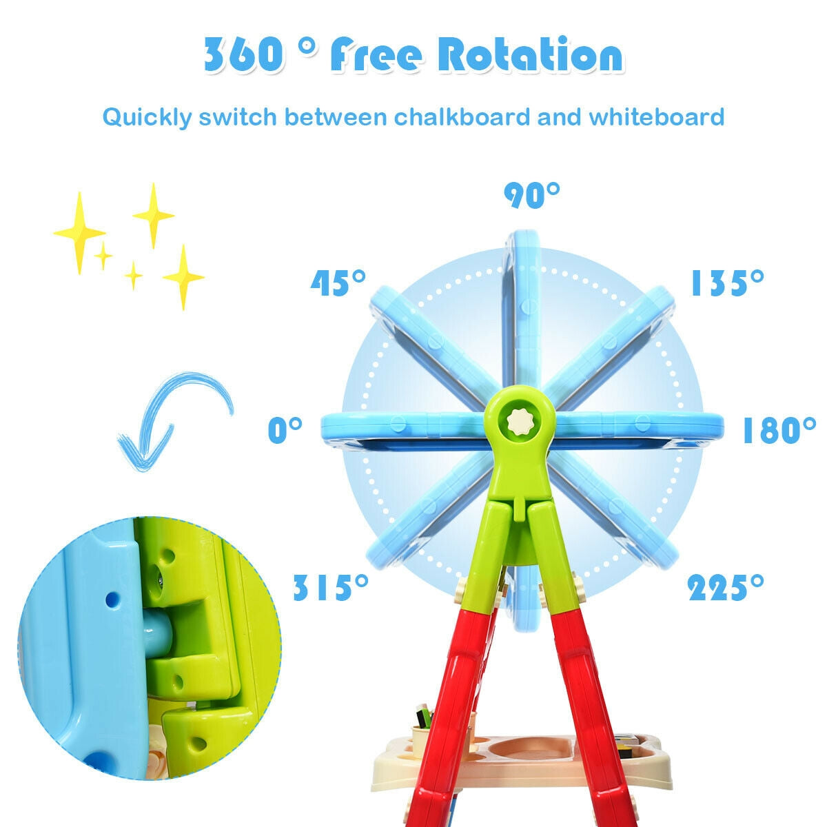 Height Adjustable Kids Art Easel - Magnetic Double-Sided Board
