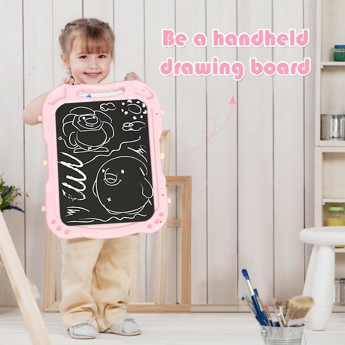 Height Adjustable Kids Art Easel - Magnetic Double-Sided Board