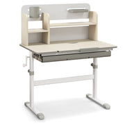 Height Adjustable Kids Study Desk with Tilt Desktop for 3-12 Years Old-Gray-Kids Tables & Chair Sets-DECOROLALA