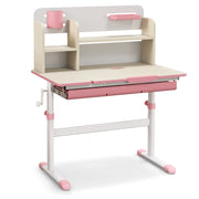 Height Adjustable Kids Study Desk with Tilt Desktop for 3-12 Years Old-Pink-Kids Tables & Chair Sets-DECOROLALA