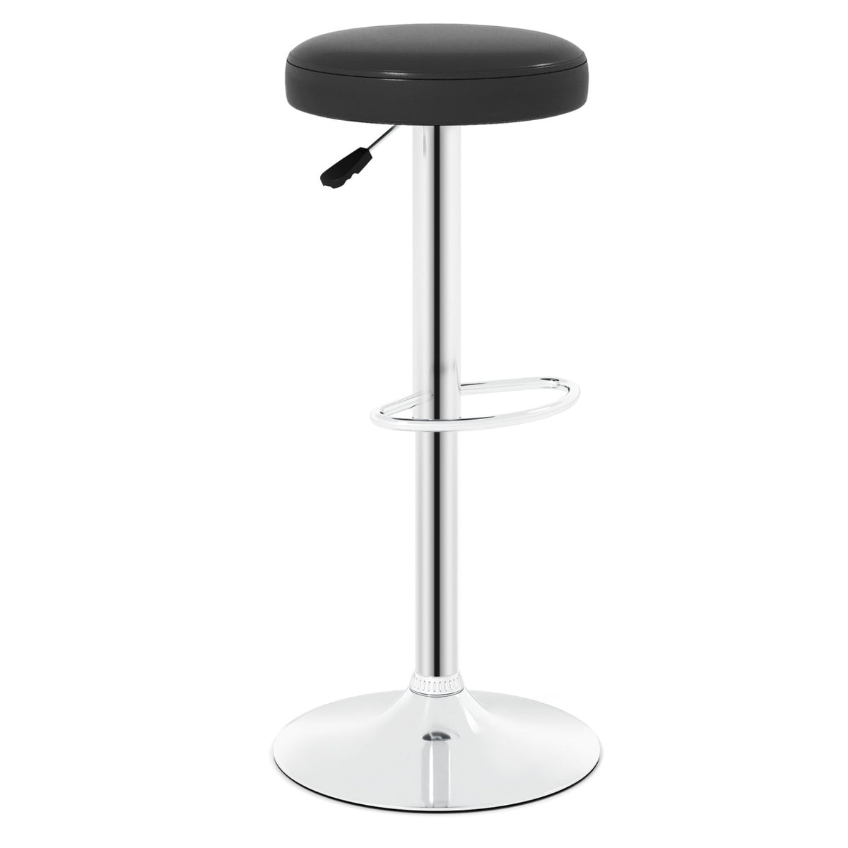 Height-adjustable Bar Stool with 360° Swivel for Kitchen & Dining-Black-Bar Stools-DECOROLALA