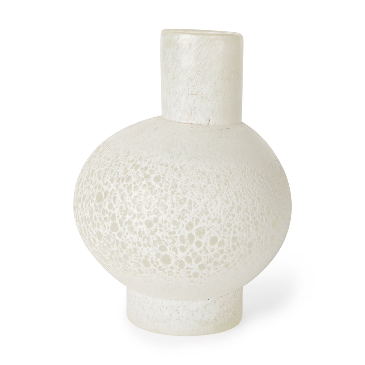 Heket Short White Glass Vase-Vase-DECOROLALA