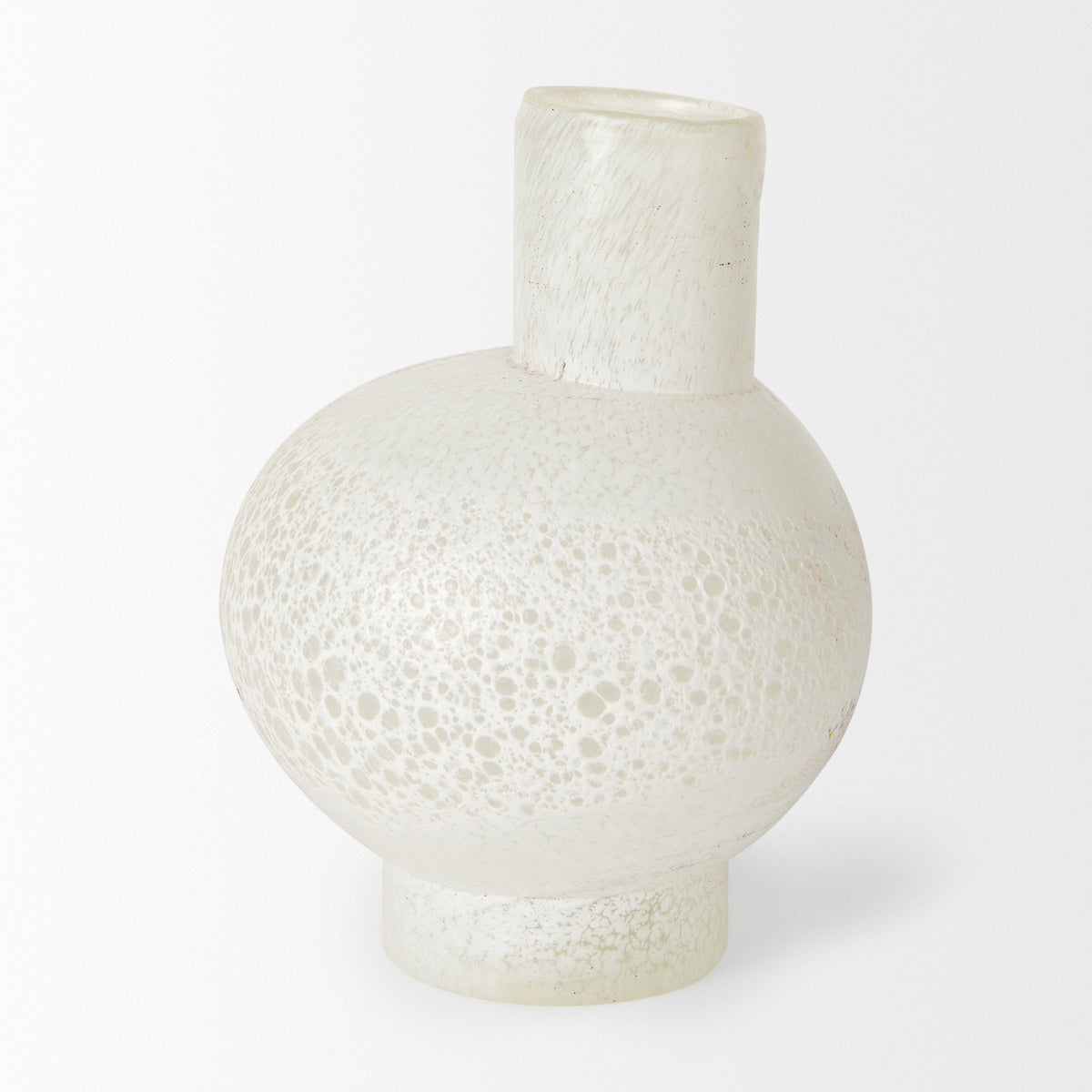 Heket Short White Glass Vase-Vase-DECOROLALA
