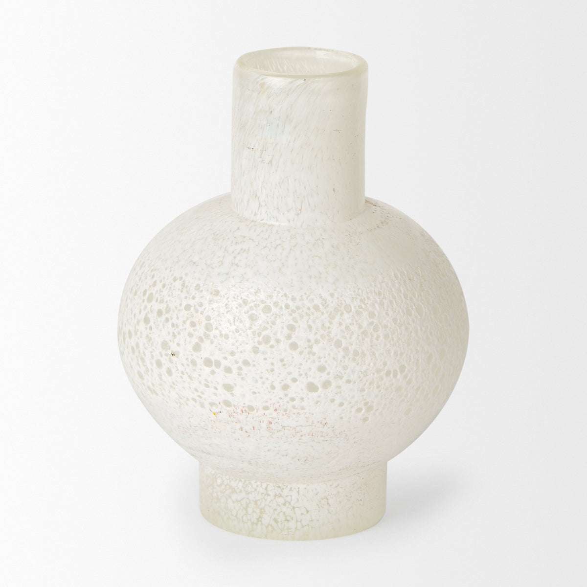 Heket Short White Glass Vase-Vase-DECOROLALA