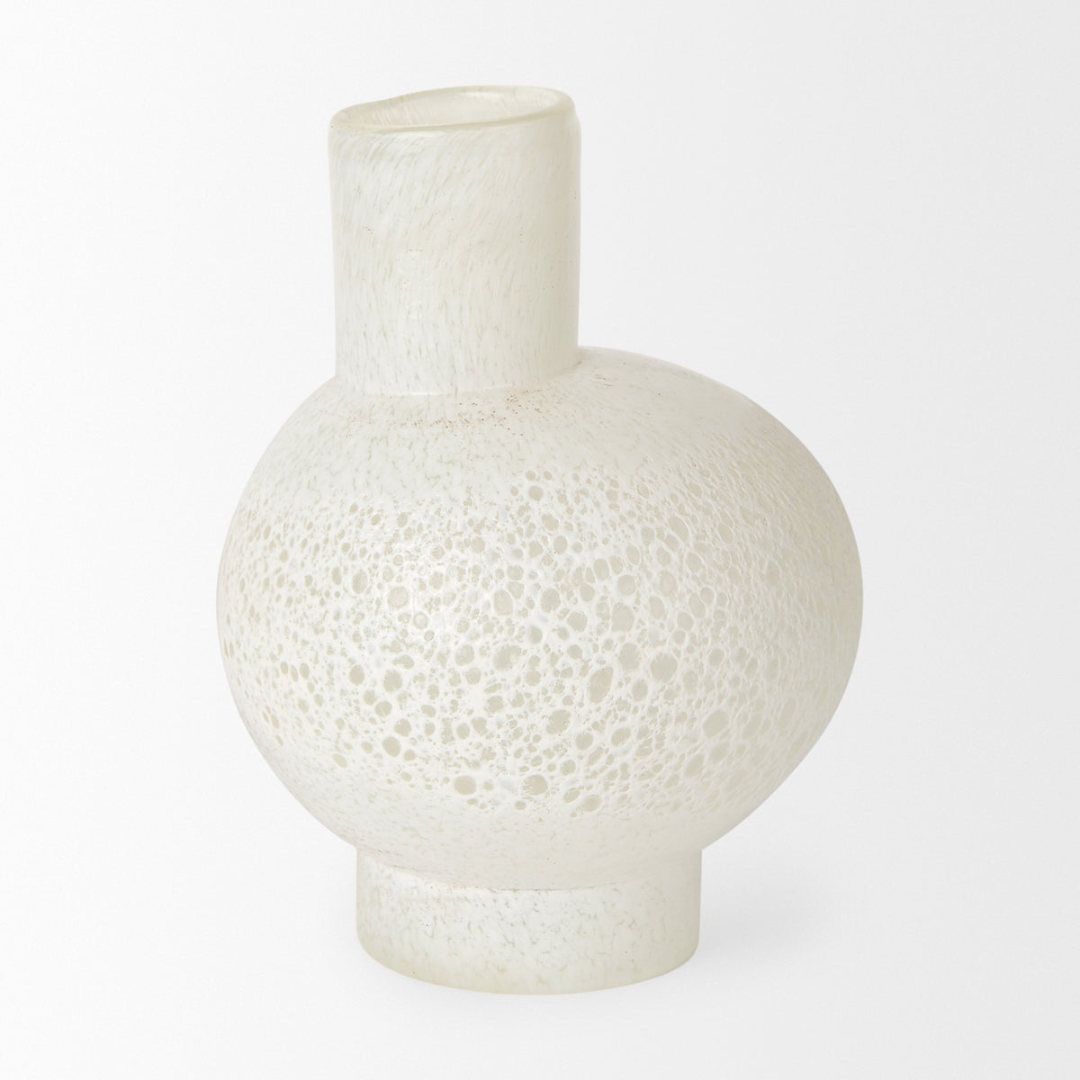Heket Short White Glass Vase-Vase-DECOROLALA