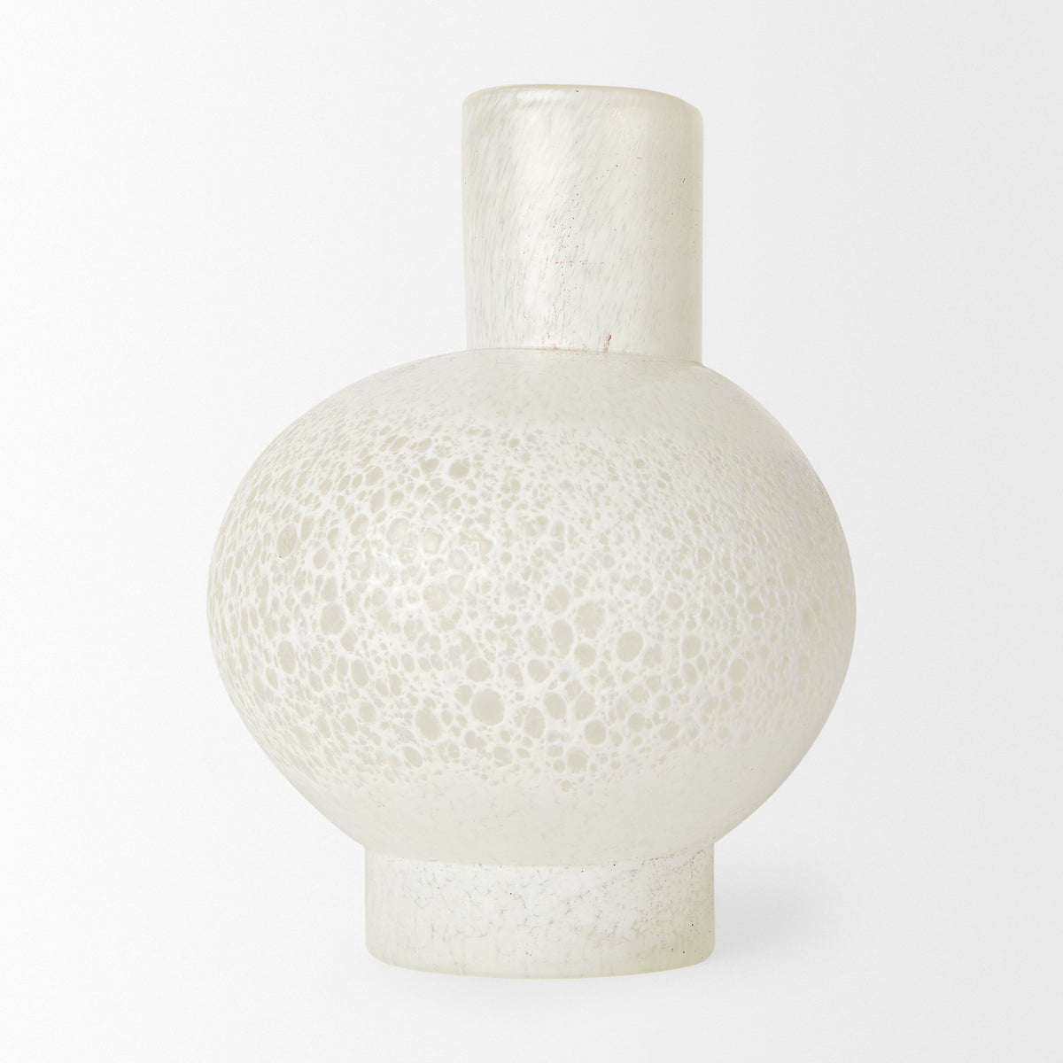 Heket Short White Glass Vase-Vase-DECOROLALA
