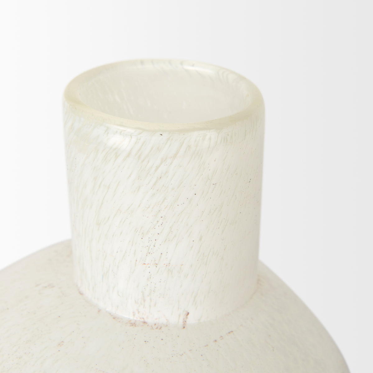 Heket Short White Glass Vase-Vase-DECOROLALA