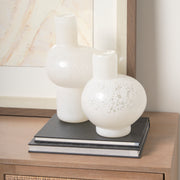 Heket Short White Glass Vase-Vase-DECOROLALA