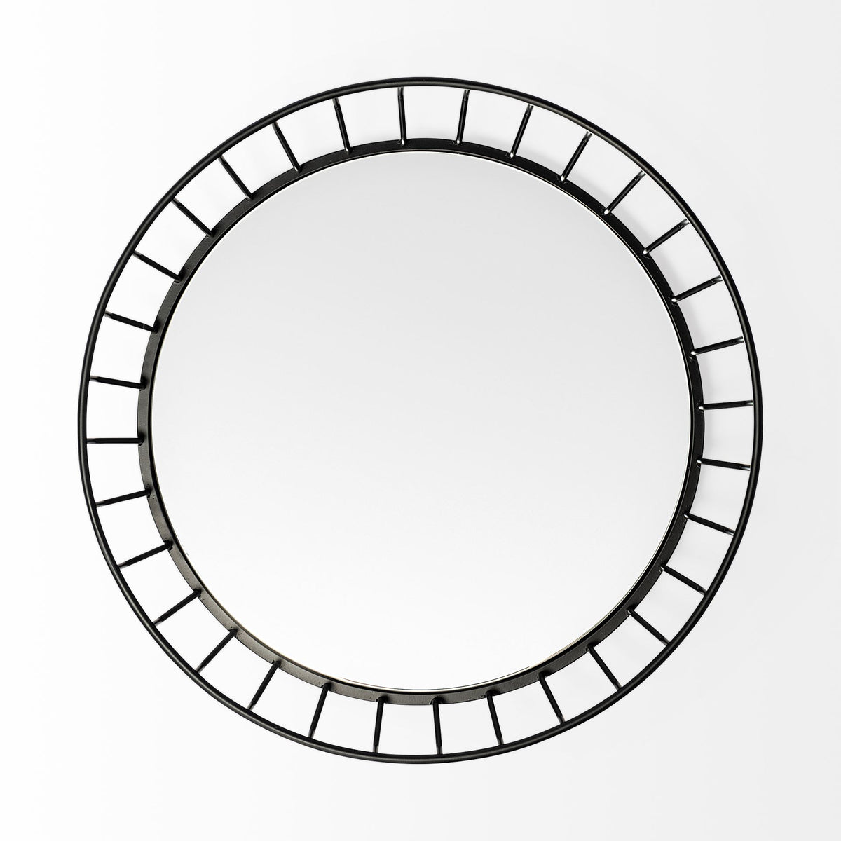Helena 20L x 20W Black Metal Mirrored Bottom Round Serving Tray-Trays-DECOROLALA