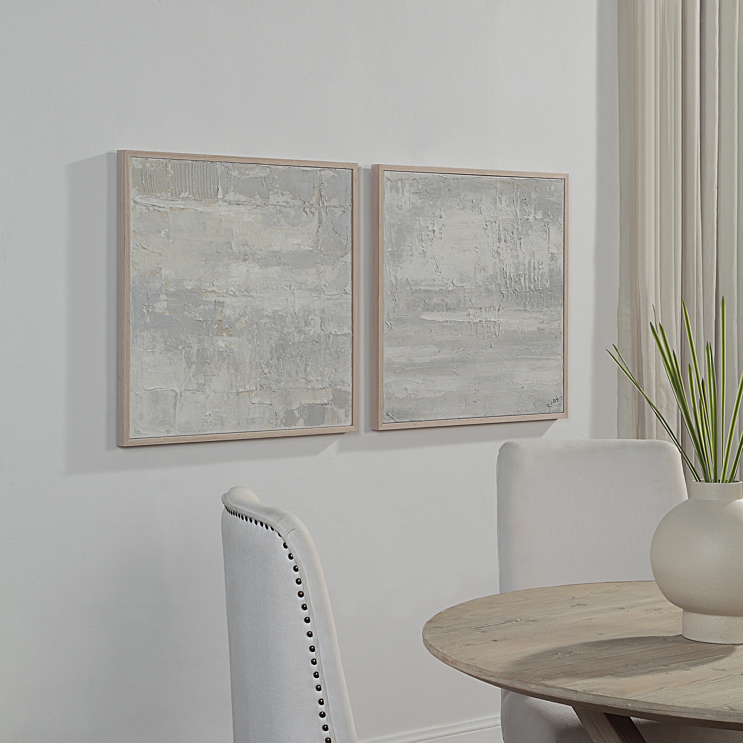 Heleni 30" Wide Canvas Art with Wood Frame, Cream-Canvas Art-DECOROLALA