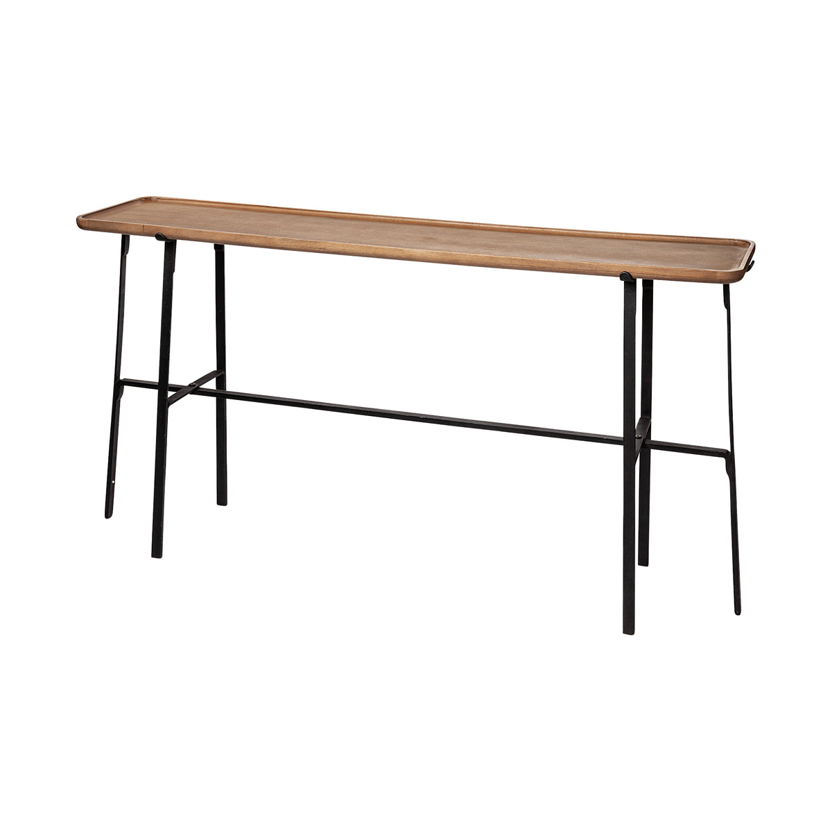 Helios II 60L x 14W x 29H Rectangular Brown Raised Edge Top Console Table-Console Tables-DECOROLALA