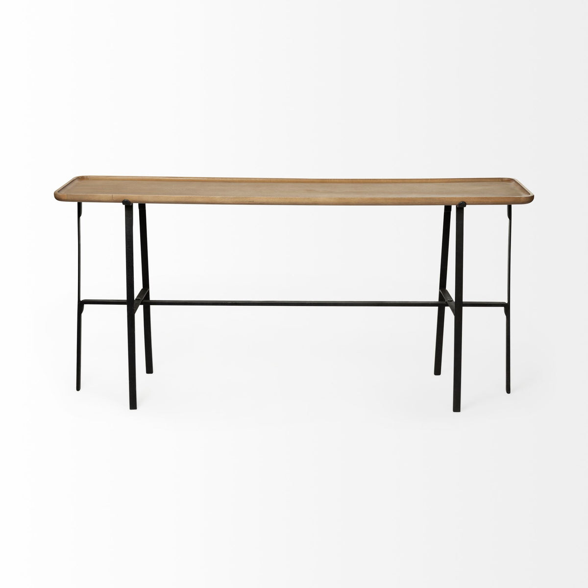 Helios II 60L x 14W x 29H Rectangular Brown Raised Edge Top Console Table-Console Tables-DECOROLALA